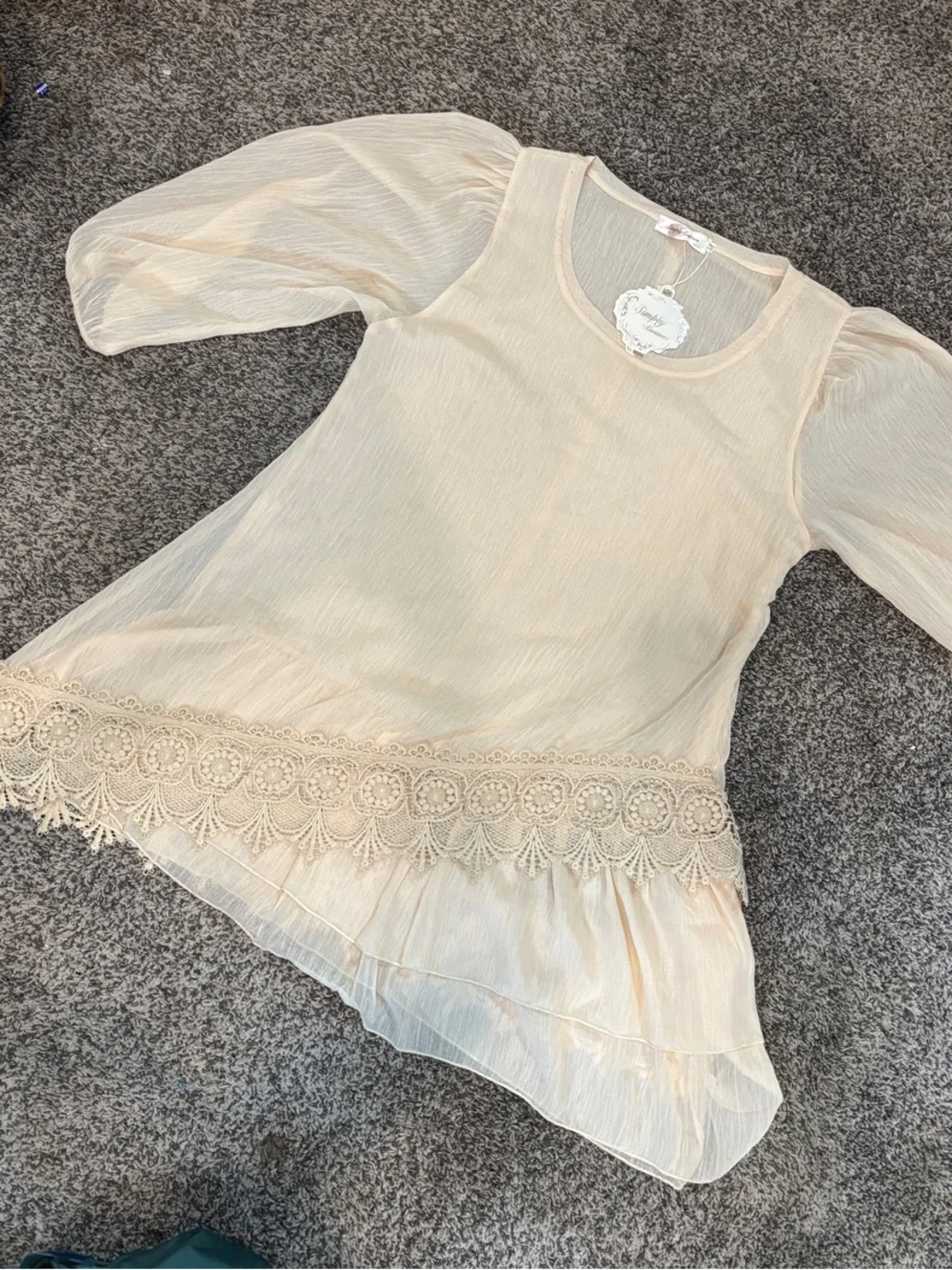 Simply Couture Cream Lace-Hem Midi Dress